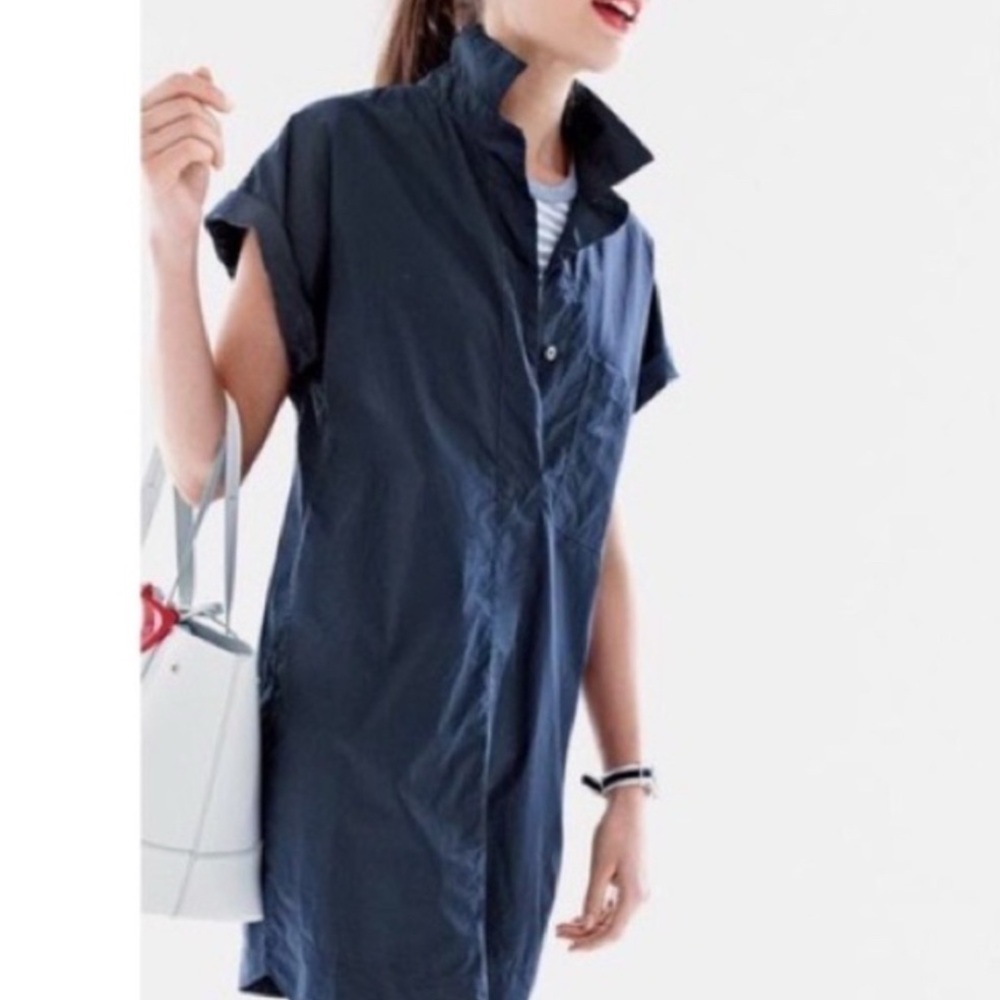 J Crew Short Sleeve Cotton Shirt Dress in Bkack